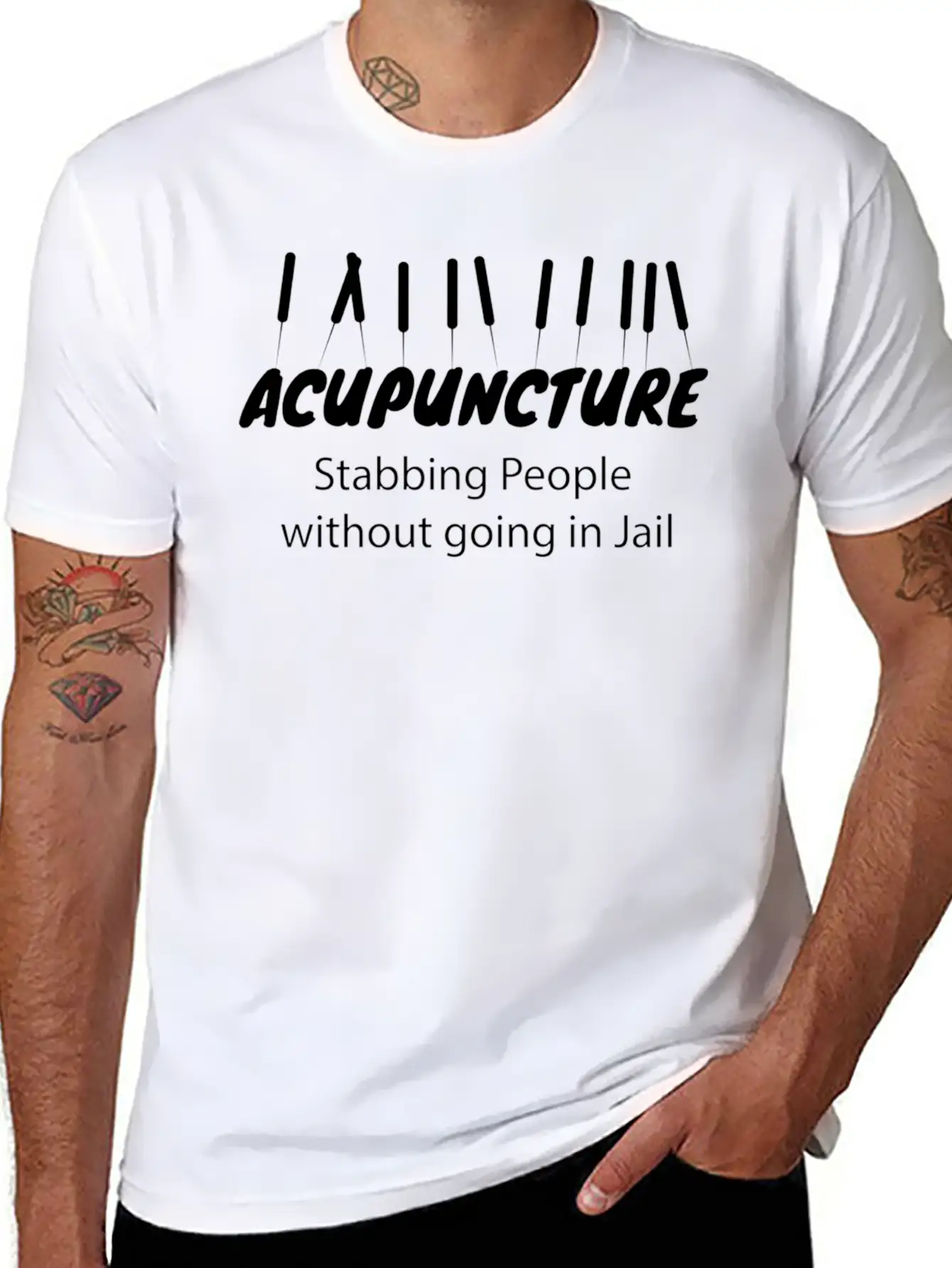 Acupuncture Needle Traditional Chinese Medicine Essential Cotton Tee For Daily Outfits – Unisex Style