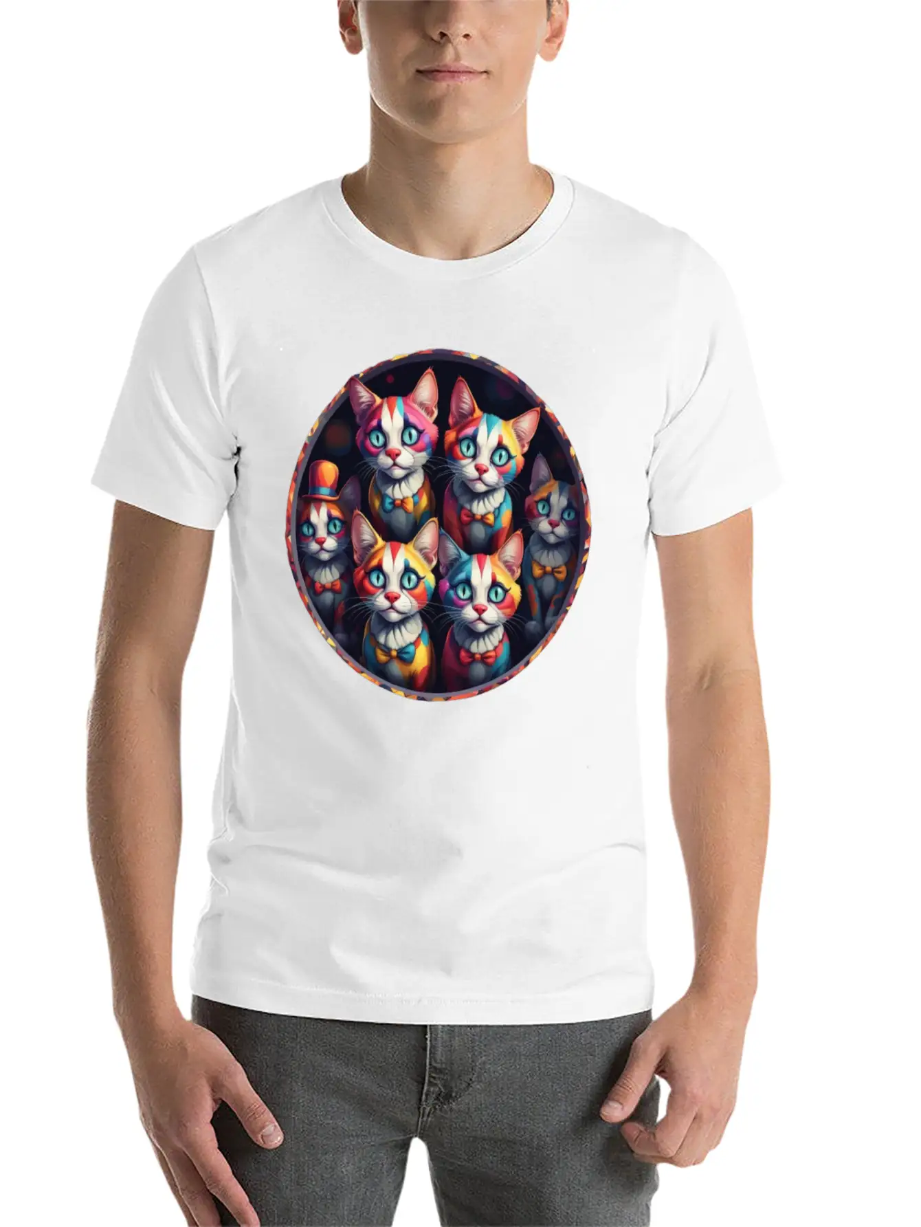 Adorable Sad Clown Cats Soft Cotton Short Sleeve Tee – Unisex Wardrobe Staple