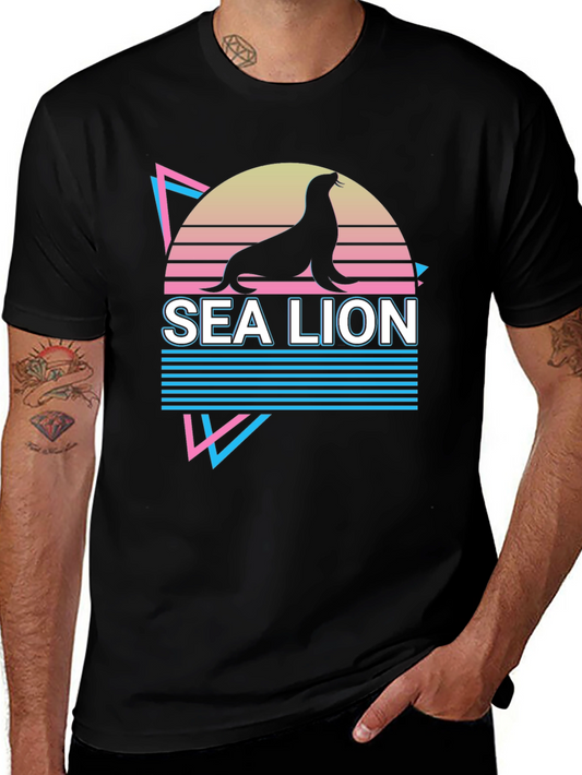 Retro Sea Lion Graphic T-Shirt - Vintage Style Tee