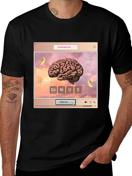 Aesthetic Genius Brain Programming Computer Y2k Gr Relaxed Everyday Tee – Lightweight And Durable Cotton