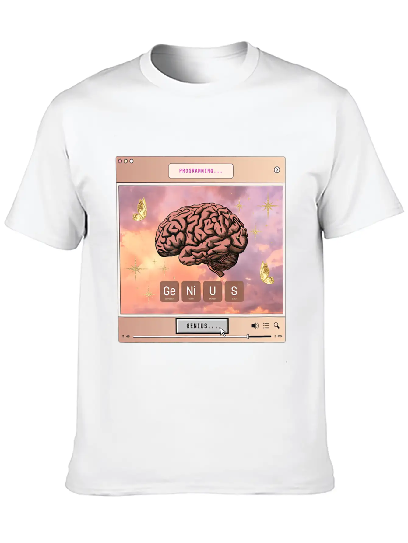 Aesthetic Genius Brain Programming Computer Y2k Gr Relaxed Everyday Tee – Lightweight And Durable Cotton