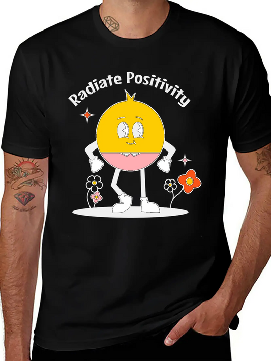 Aesthetic Retro Radiate Positivity Lightweight Cotton T-Shirt – Daily Comfort Graphic Shirt