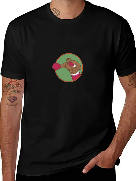 African-American Boxer Right Hook Circle Drawing Relaxed Everyday Tee – Lightweight And Durable Cotton