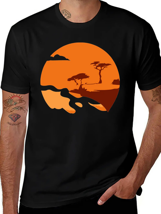 African Landscape Vector Essential Cotton Tee For Daily Outfits – Unisex Style
