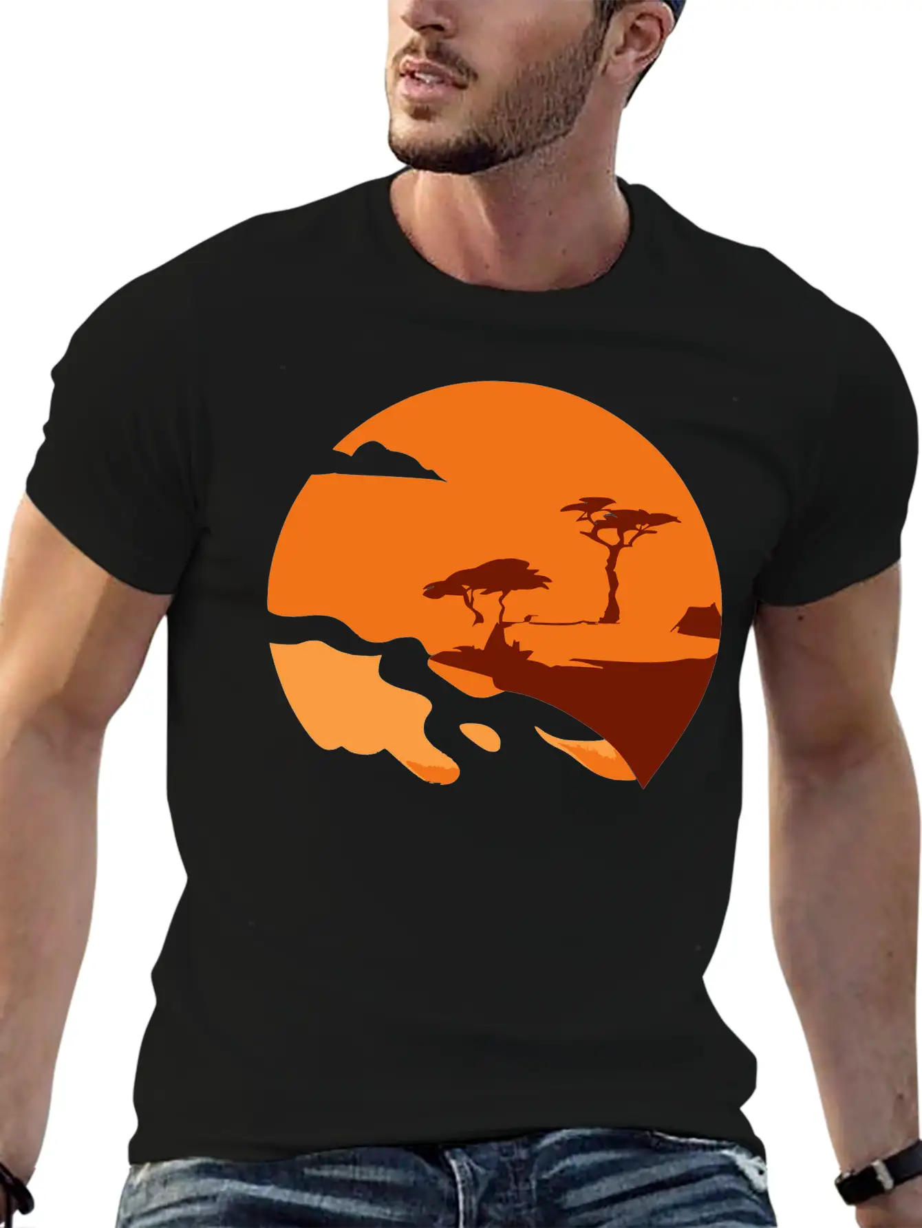 African Landscape Vector Essential Cotton Tee For Daily Outfits – Unisex Style