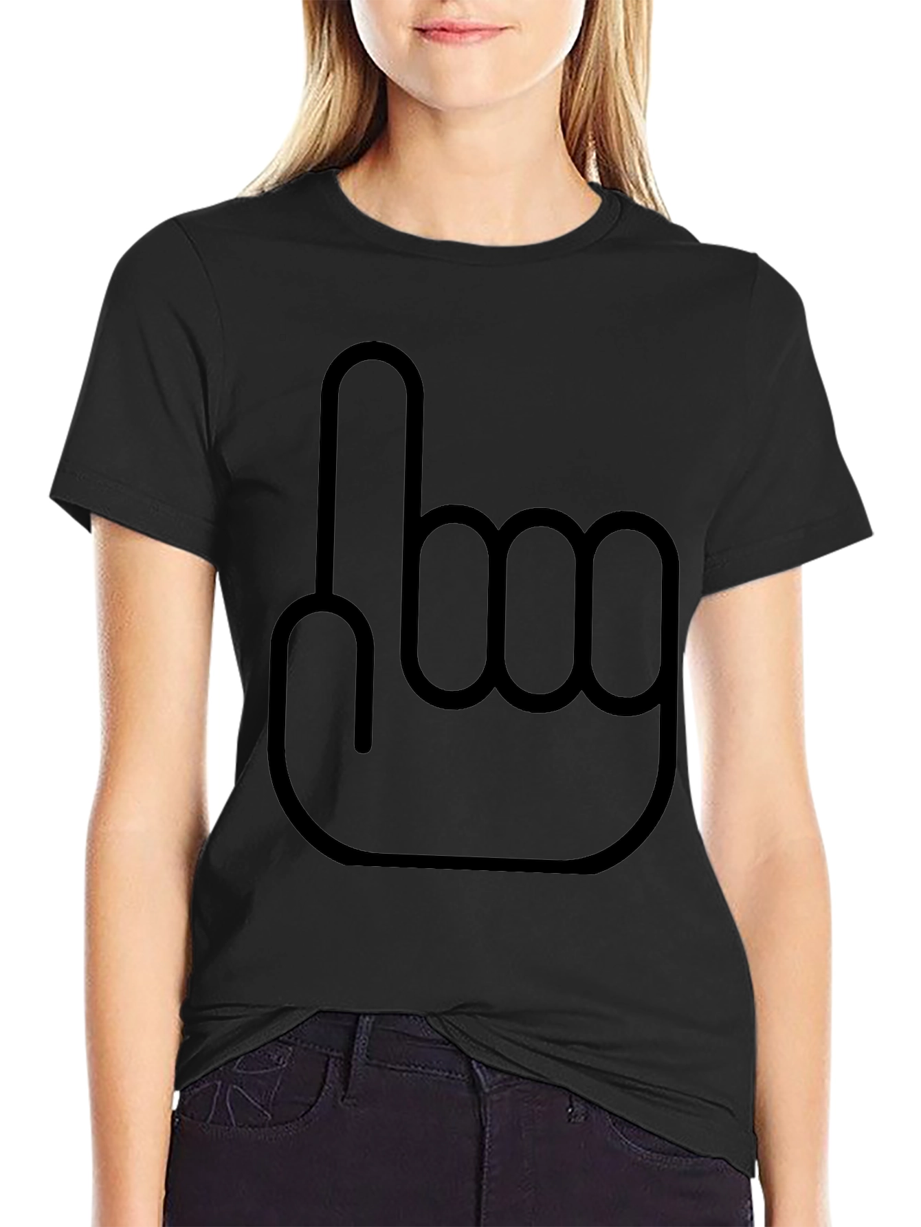 Novelty #1 Hand Gesture Black T-Shirt