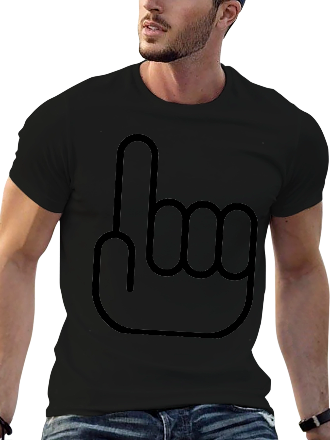 Novelty #1 Hand Gesture Black T-Shirt