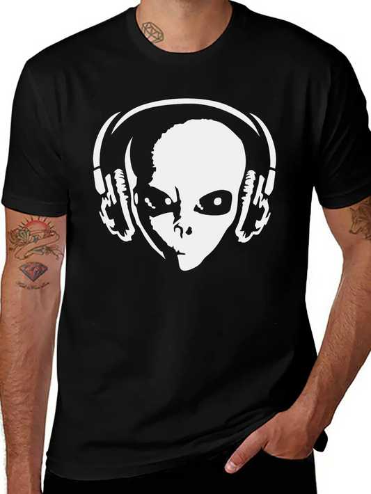 Alien With Headphones Unisex Casual T-Shirt ��� Clean Design For Daily Comfort