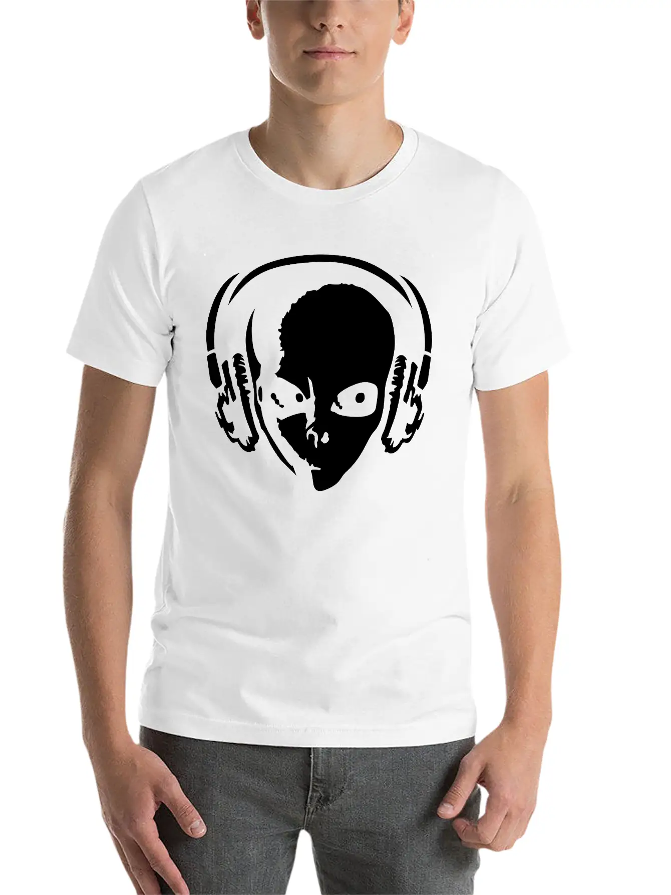 Alien With Headphones Unisex Casual T-Shirt ��� Clean Design For Daily Comfort