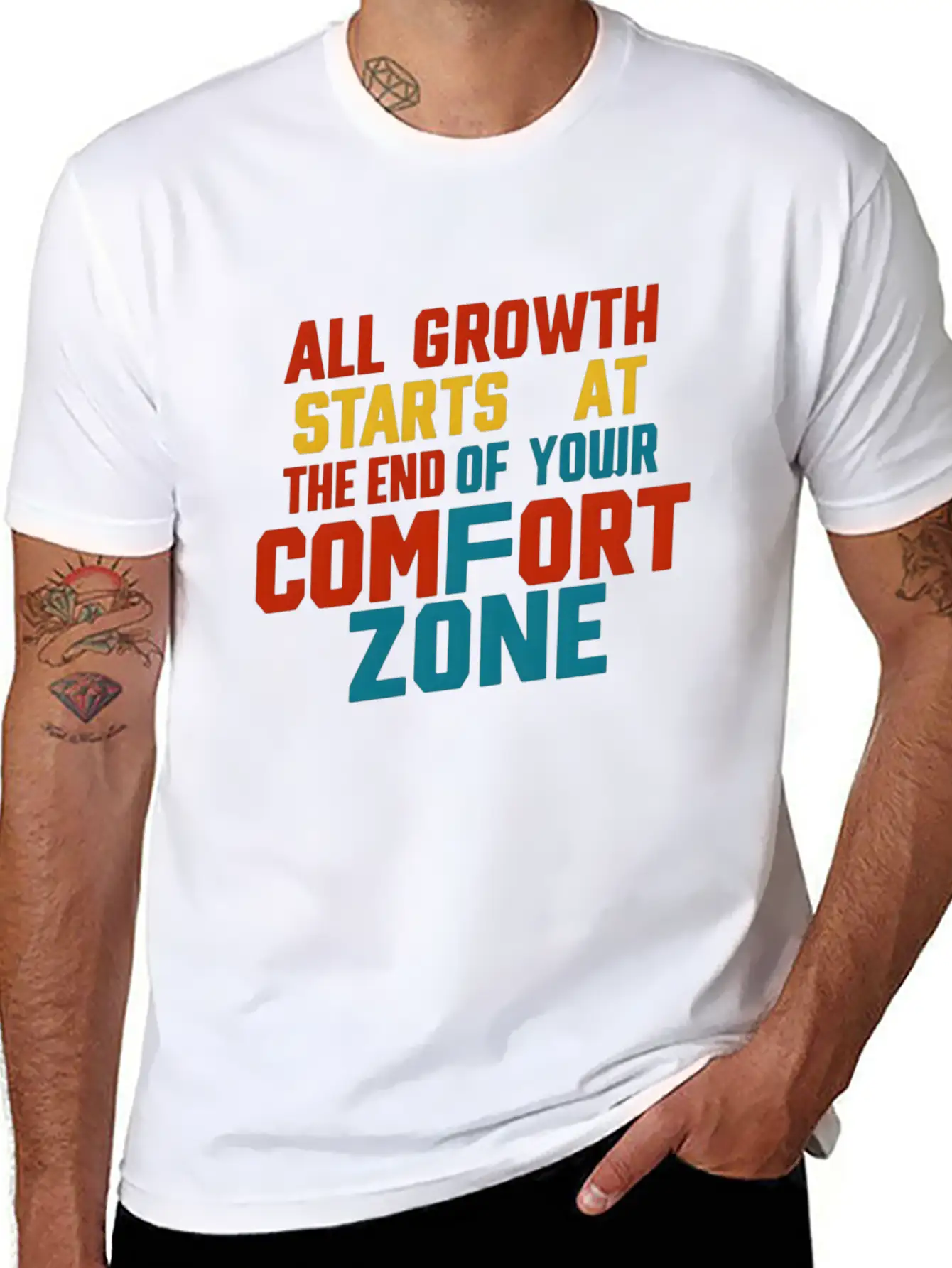 All Growth Starts At The End Of Your Comfort Zone Lightweight Cotton T-Shirt – Daily Comfort Graphic Shirt