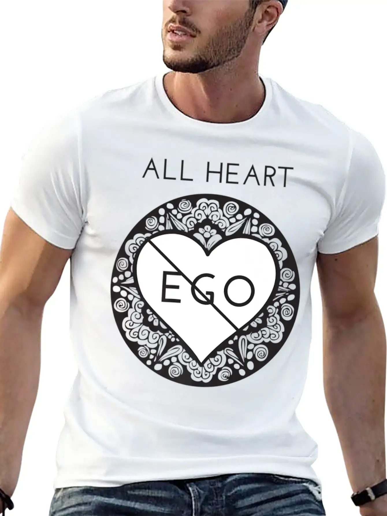 All Heart No Ego Zen Mindful Yoga Premium Lightweight Cotton T-Shirt – Daily Comfort Graphic Shirt