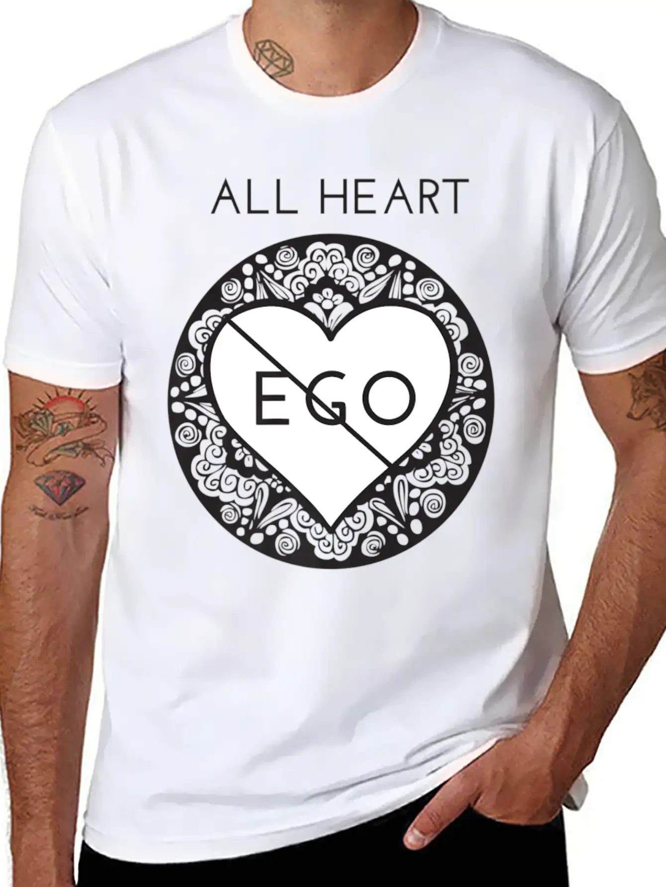 All Heart No Ego Zen Mindful Yoga Premium Lightweight Cotton T-Shirt – Daily Comfort Graphic Shirt
