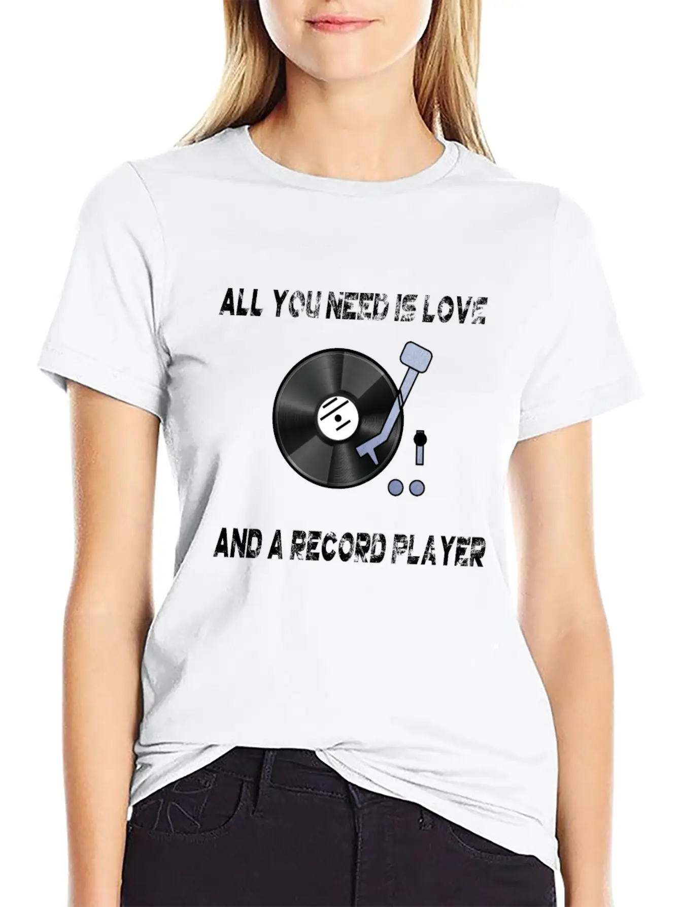 All You Need Is Love And A Record Player Turntable Relaxed Everyday Tee – Lightweight And Durable Cotton