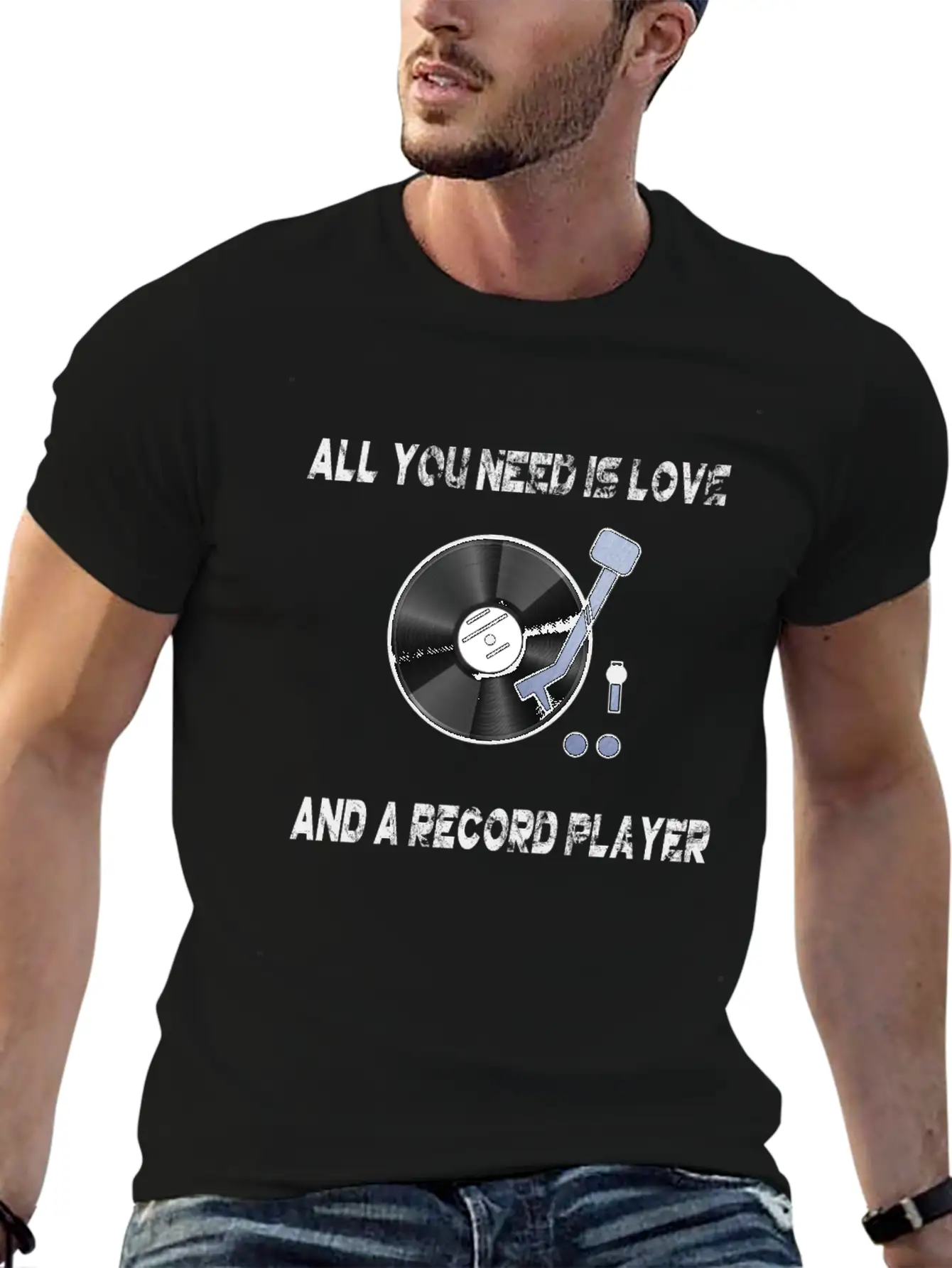 All You Need Is Love And A Record Player Turntable Relaxed Everyday Tee – Lightweight And Durable Cotton