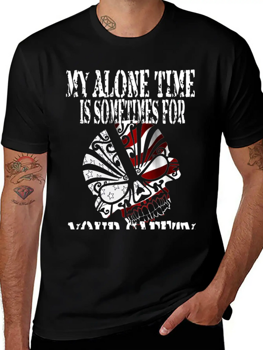 Alone, Skull, Stars And Stripes, Proud, Patriot Unisex Casual T-Shirt – Clean Design For Daily Comfort