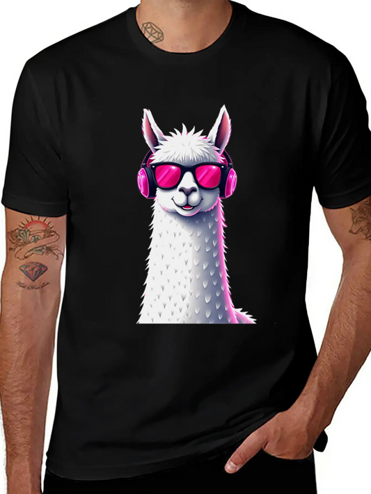 Alpaca Music Art | Cool Headphone Illustration Relaxed Everyday Tee – Lightweight And Durable Cotton