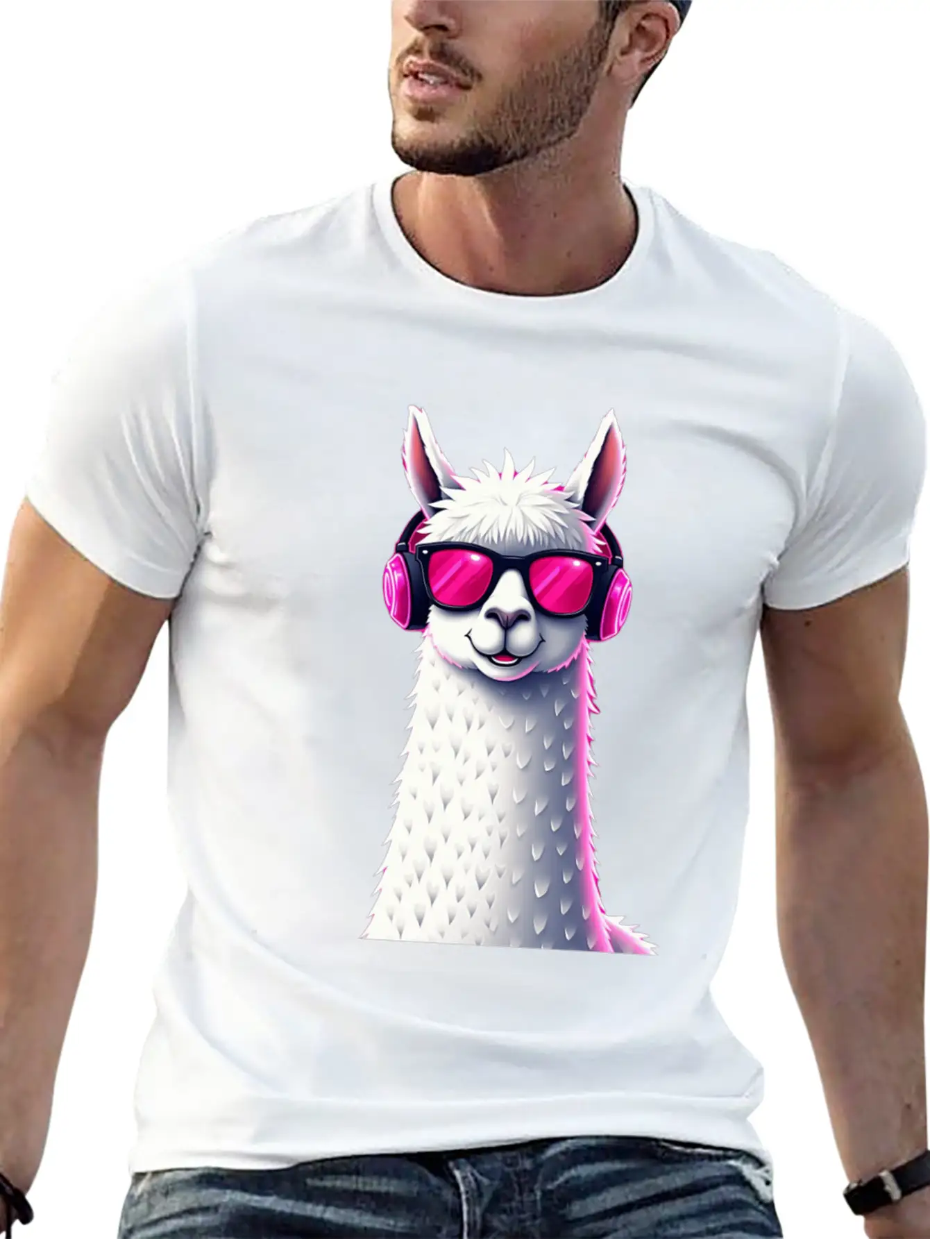 Alpaca Music Art | Cool Headphone Illustration Relaxed Everyday Tee – Lightweight And Durable Cotton