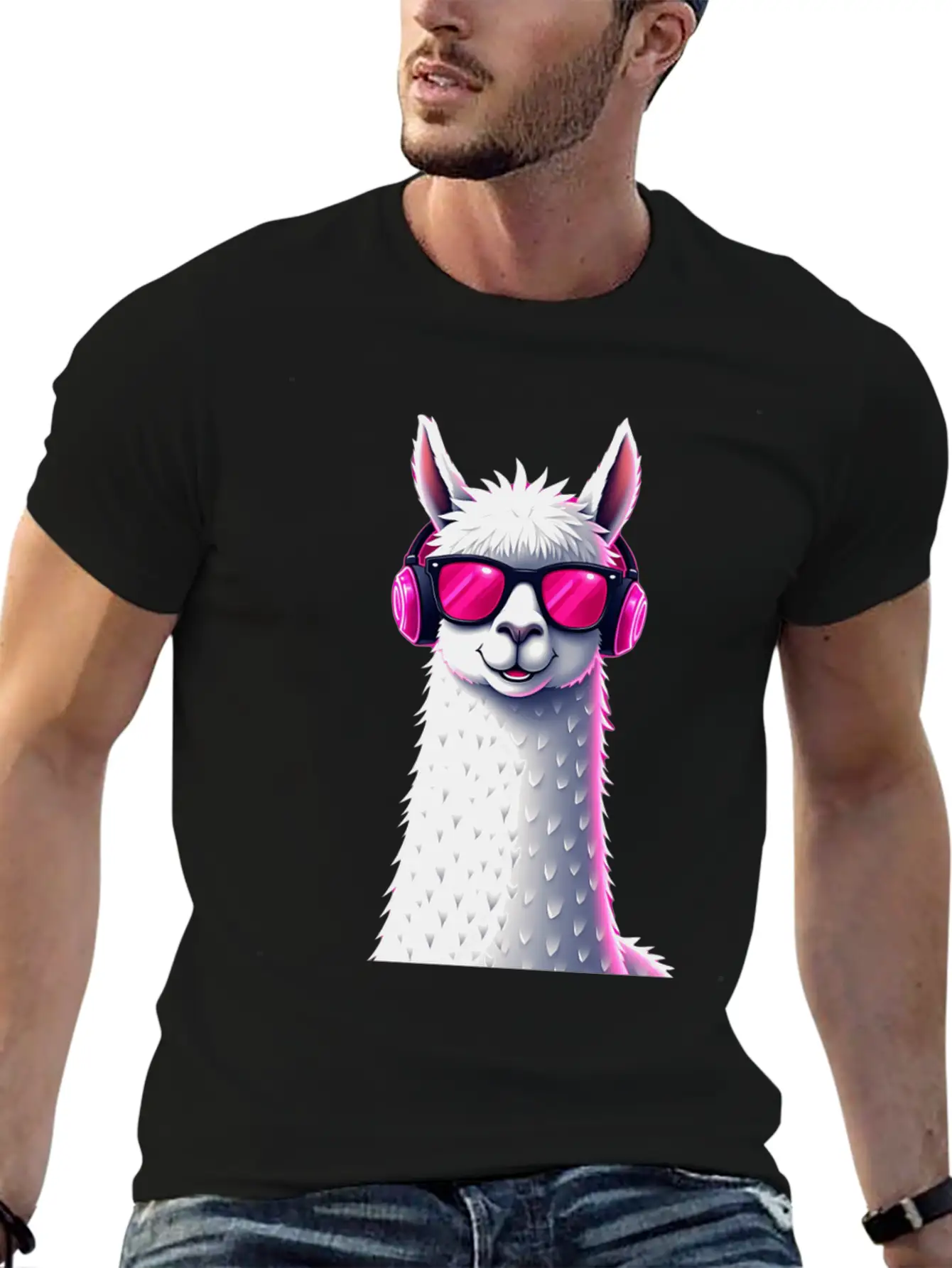 Alpaca Music Art | Cool Headphone Illustration Relaxed Everyday Tee – Lightweight And Durable Cotton