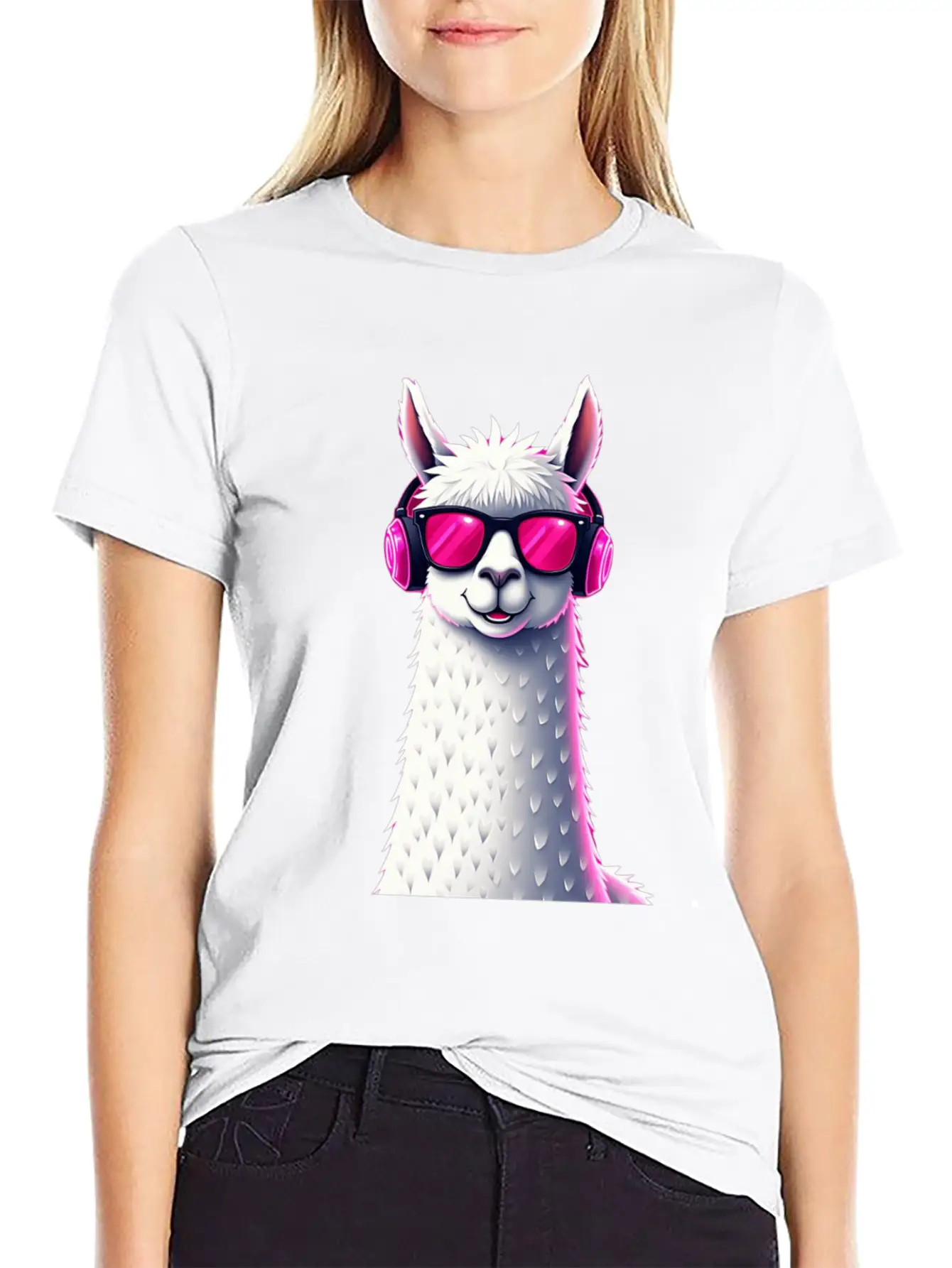 Alpaca Music Art | Cool Headphone Illustration Relaxed Everyday Tee – Lightweight And Durable Cotton