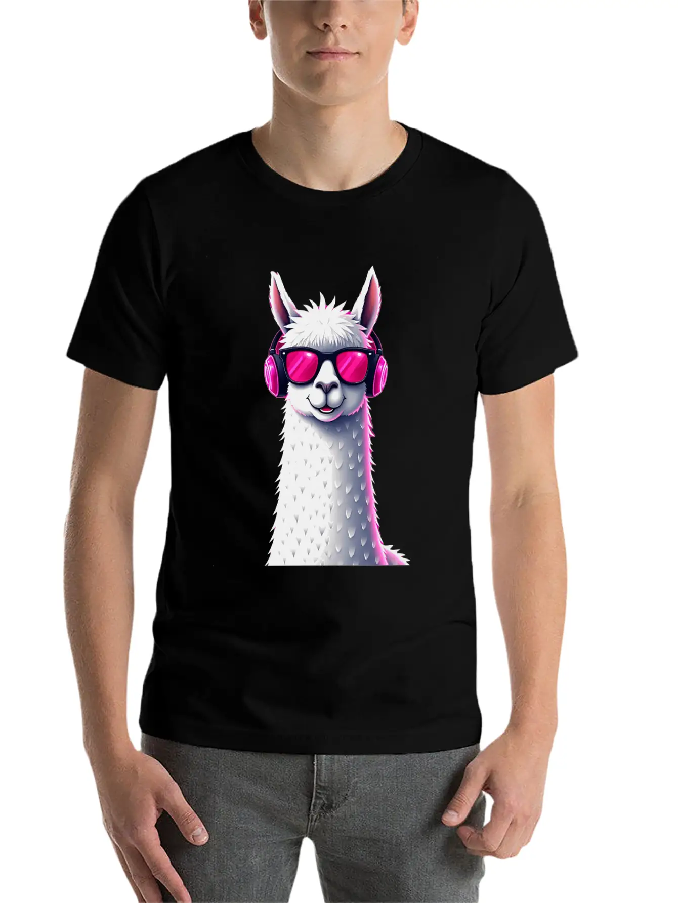 Alpaca Music Art | Cool Headphone Illustration Relaxed Everyday Tee – Lightweight And Durable Cotton