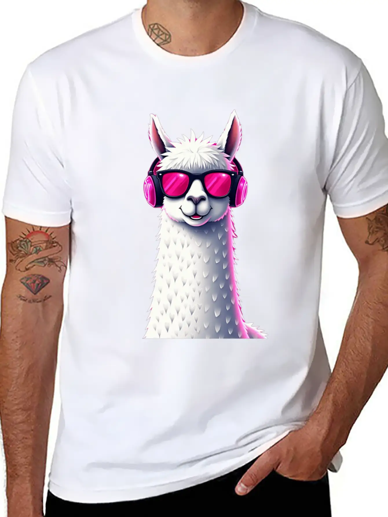Alpaca Music Art | Cool Headphone Illustration Relaxed Everyday Tee – Lightweight And Durable Cotton
