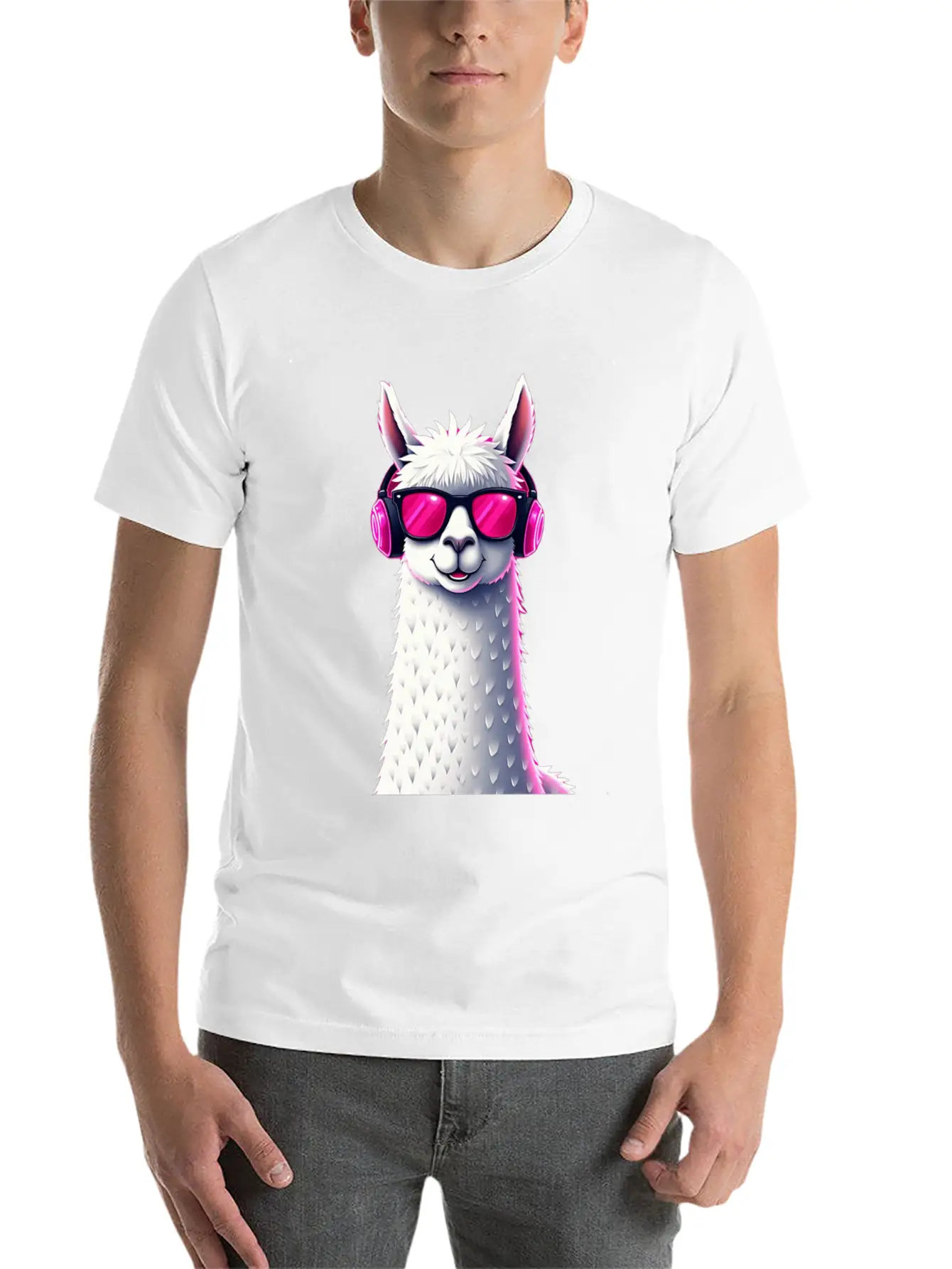 Alpaca Music Art | Cool Headphone Illustration Relaxed Everyday Tee – Lightweight And Durable Cotton