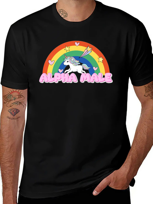 Alpha Male Funny Rainbow Unicorn Unisex Casual T-Shirt – Clean Design For Daily Comfort