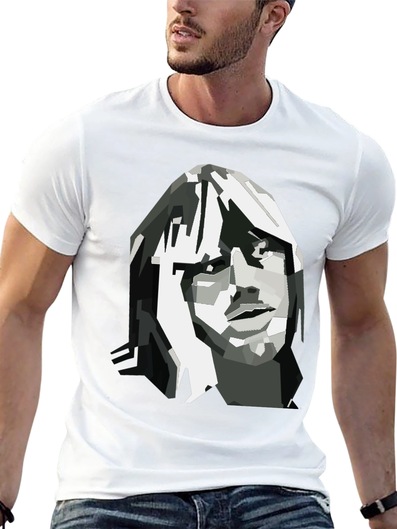 Abstract Face Graphic Black T-Shirt