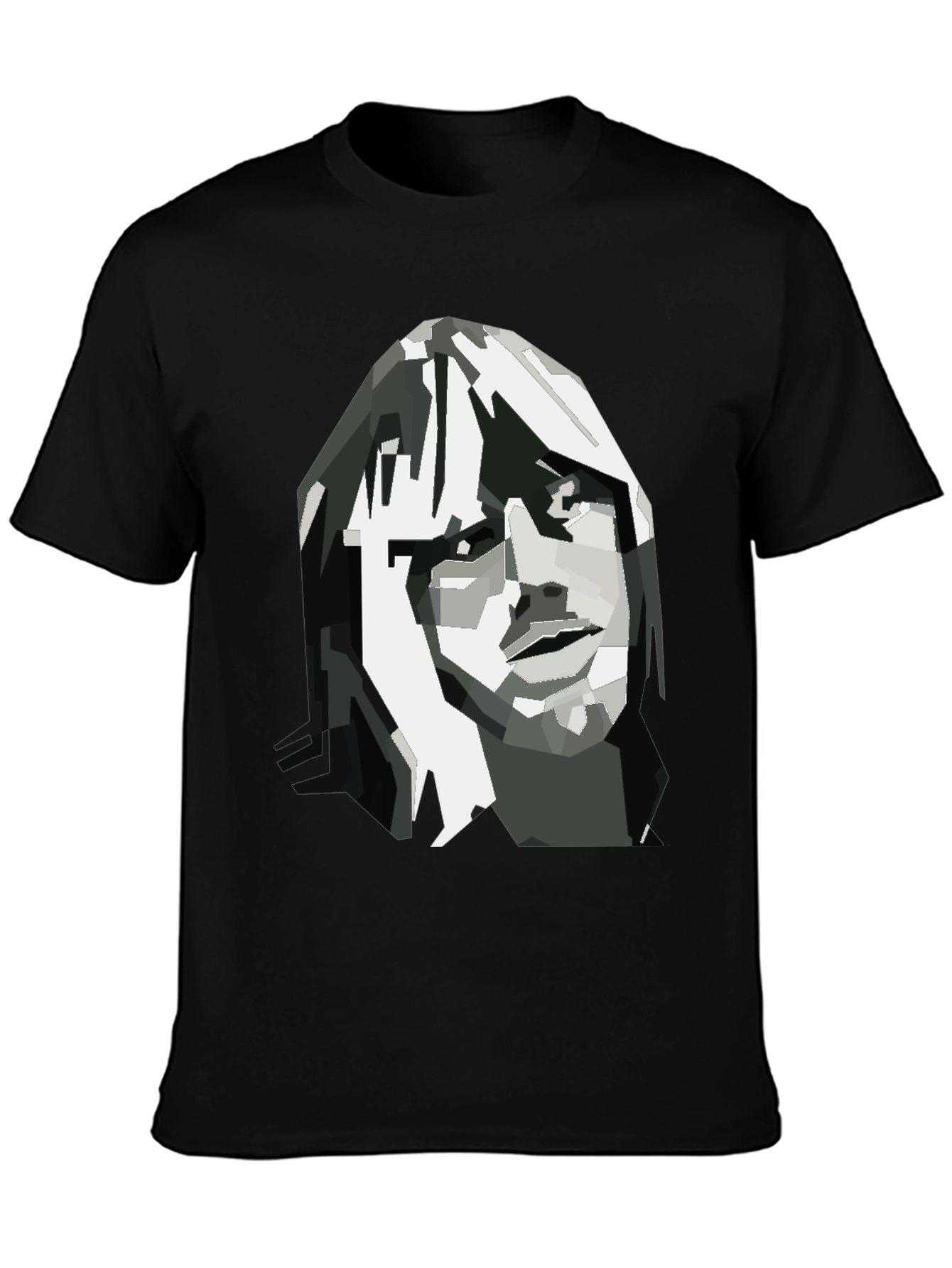 Abstract Face Graphic Black T-Shirt