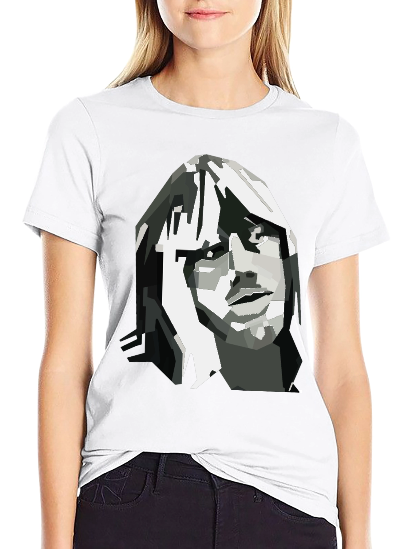 Abstract Face Graphic Black T-Shirt