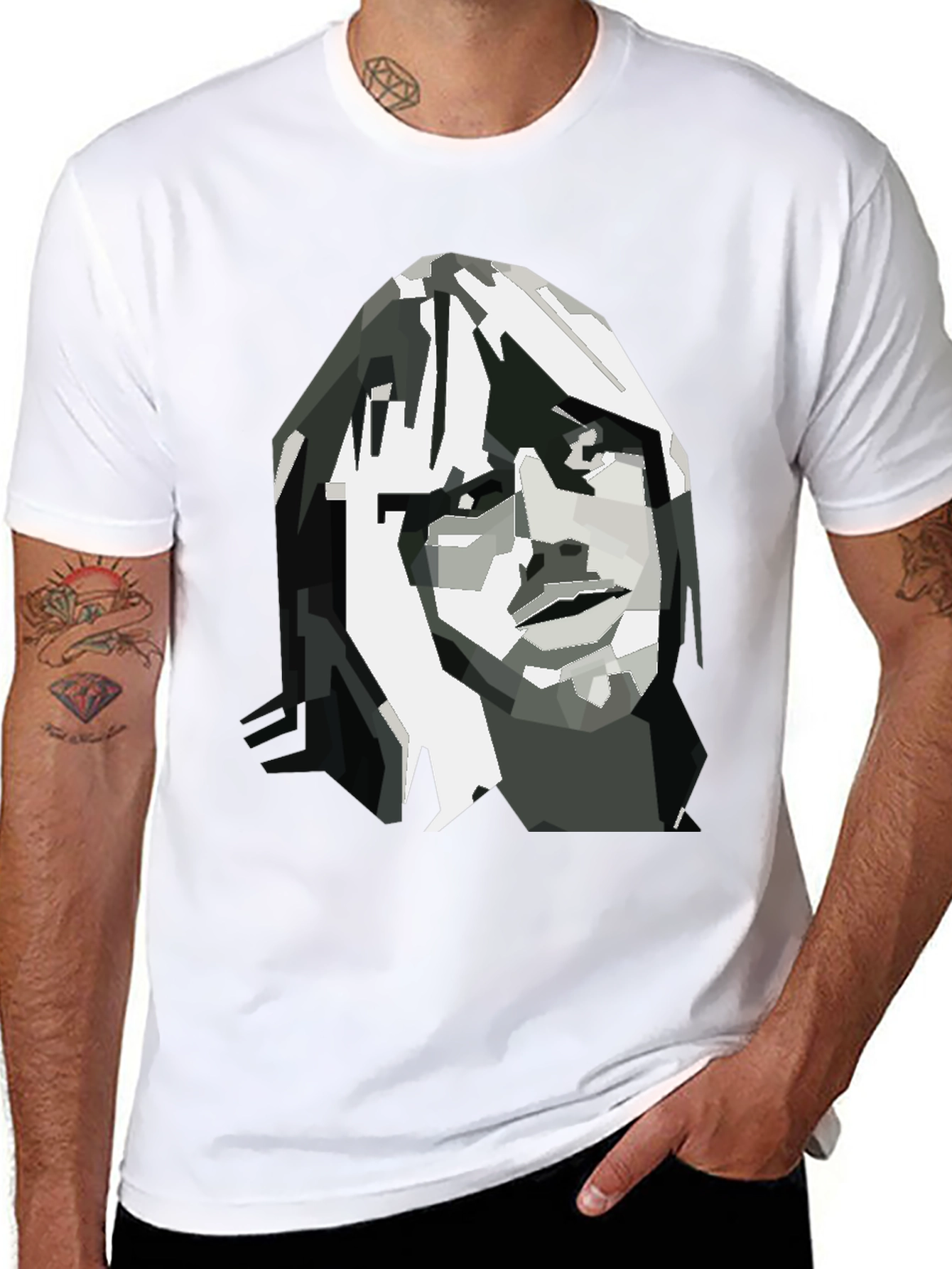 Abstract Face Graphic Black T-Shirt