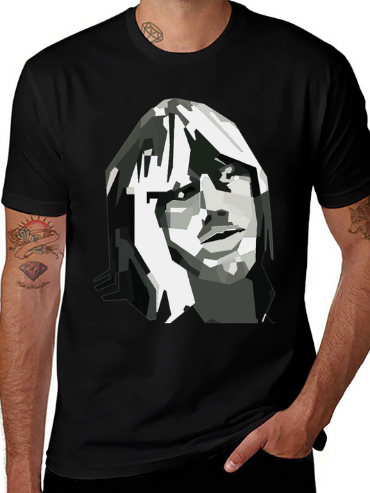 Abstract Face Graphic Black T-Shirt