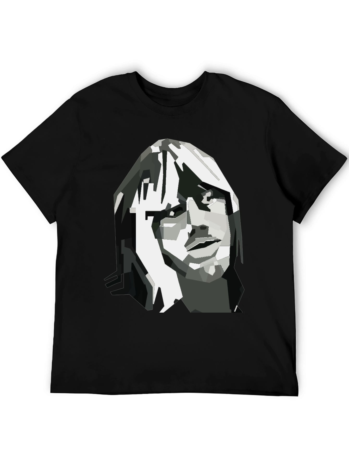 Abstract Face Graphic Black T-Shirt
