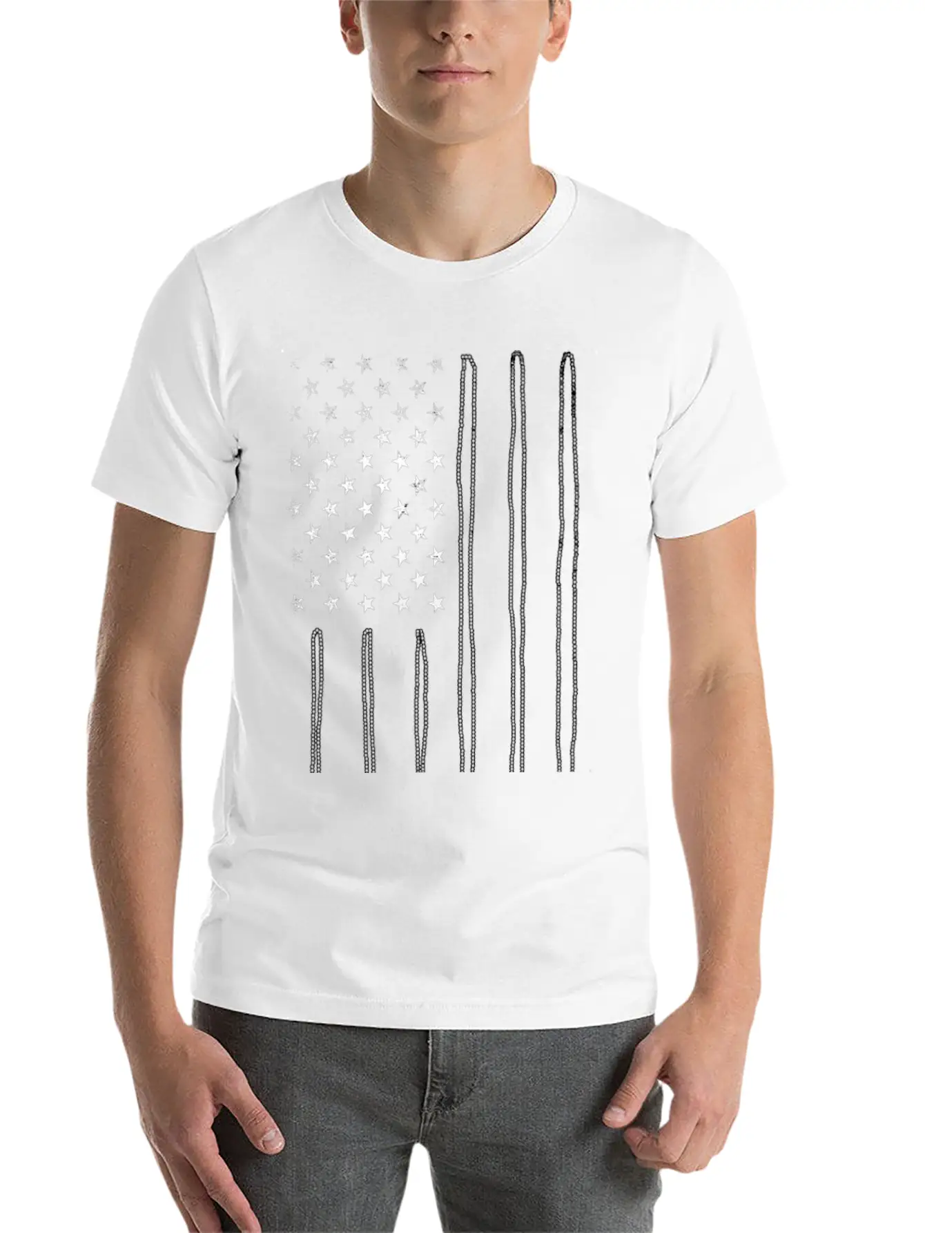America Flag Dog Tag Lightweight Cotton T-Shirt – Daily Comfort Graphic Shirt