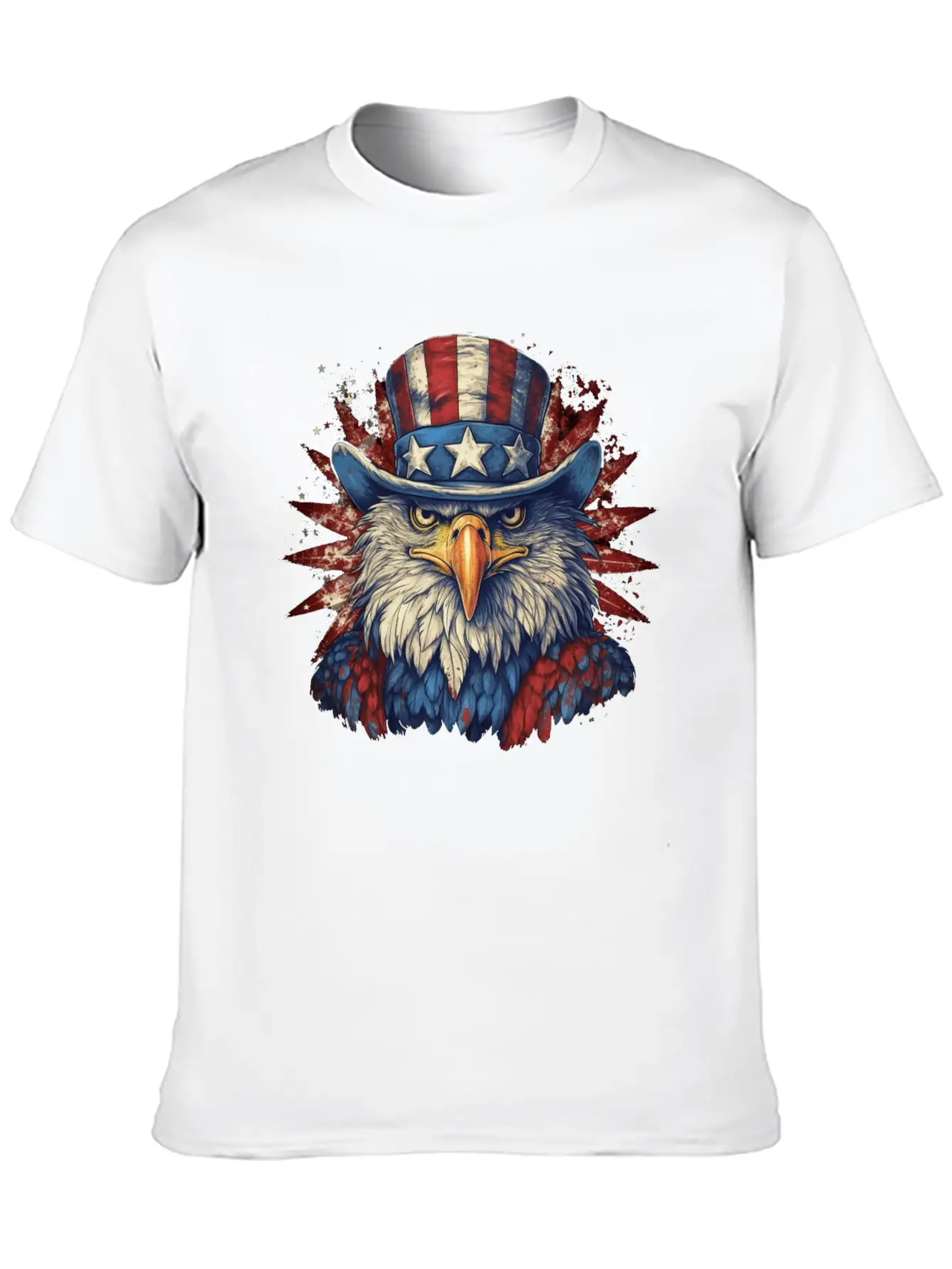 American Eagle 4th Of July Wearing Uncle Sam Hat Relaxed Everyday Tee – Lightweight And Durable Cotton
