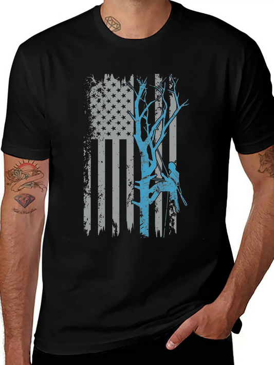 American Flag Arborist Gift For Men Cool Tree Love Stylish Everyday T-Shirt – Unisex Basic Cotton Tee