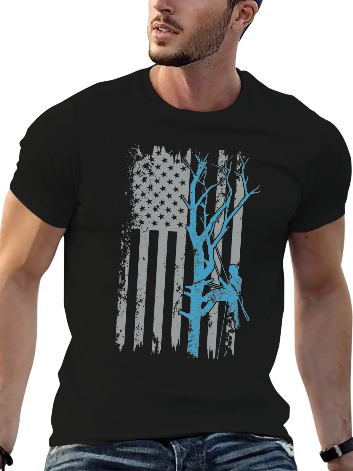 American Flag Arborist Gift For Men Cool Tree Love Stylish Everyday T-Shirt – Unisex Basic Cotton Tee