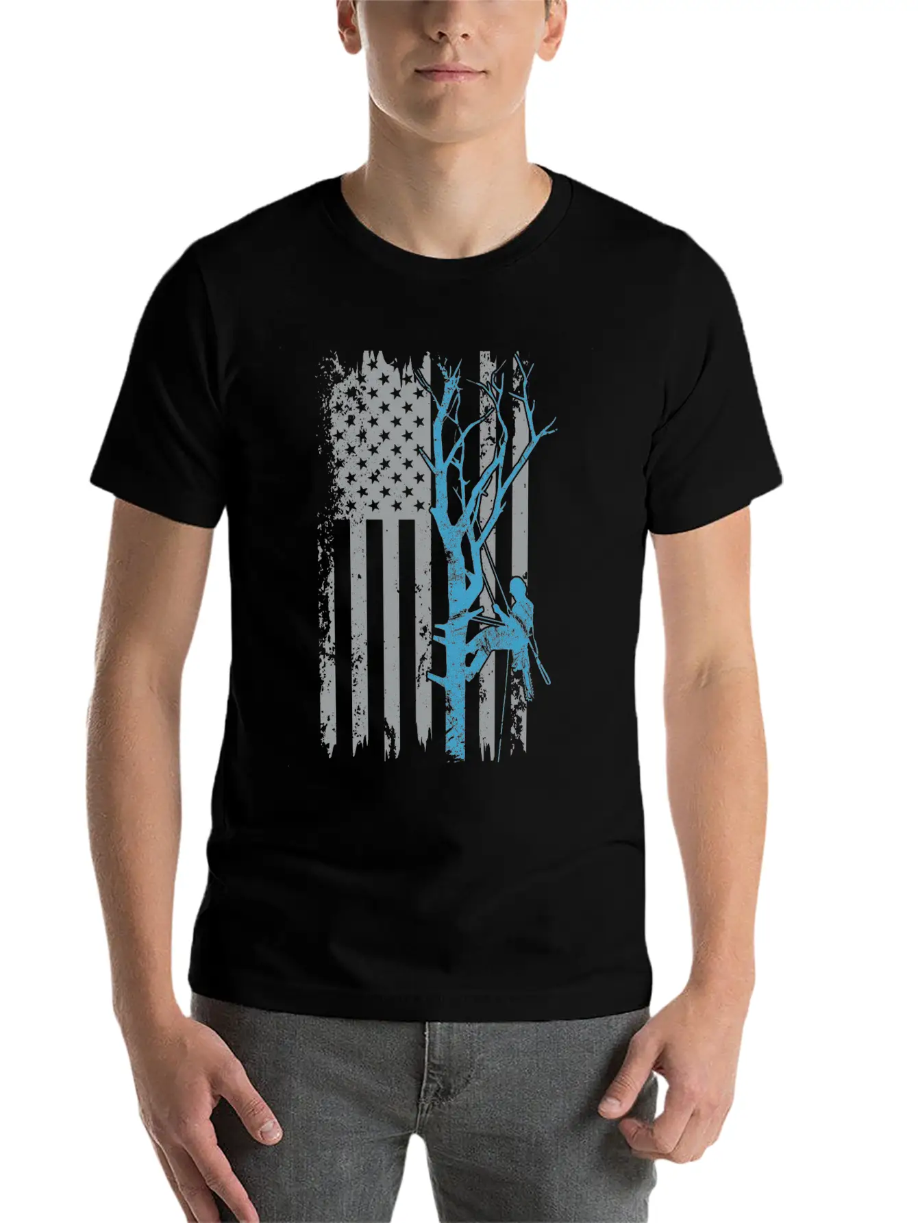 American Flag Arborist Gift For Men Cool Tree Love Stylish Everyday T-Shirt – Unisex Basic Cotton Tee