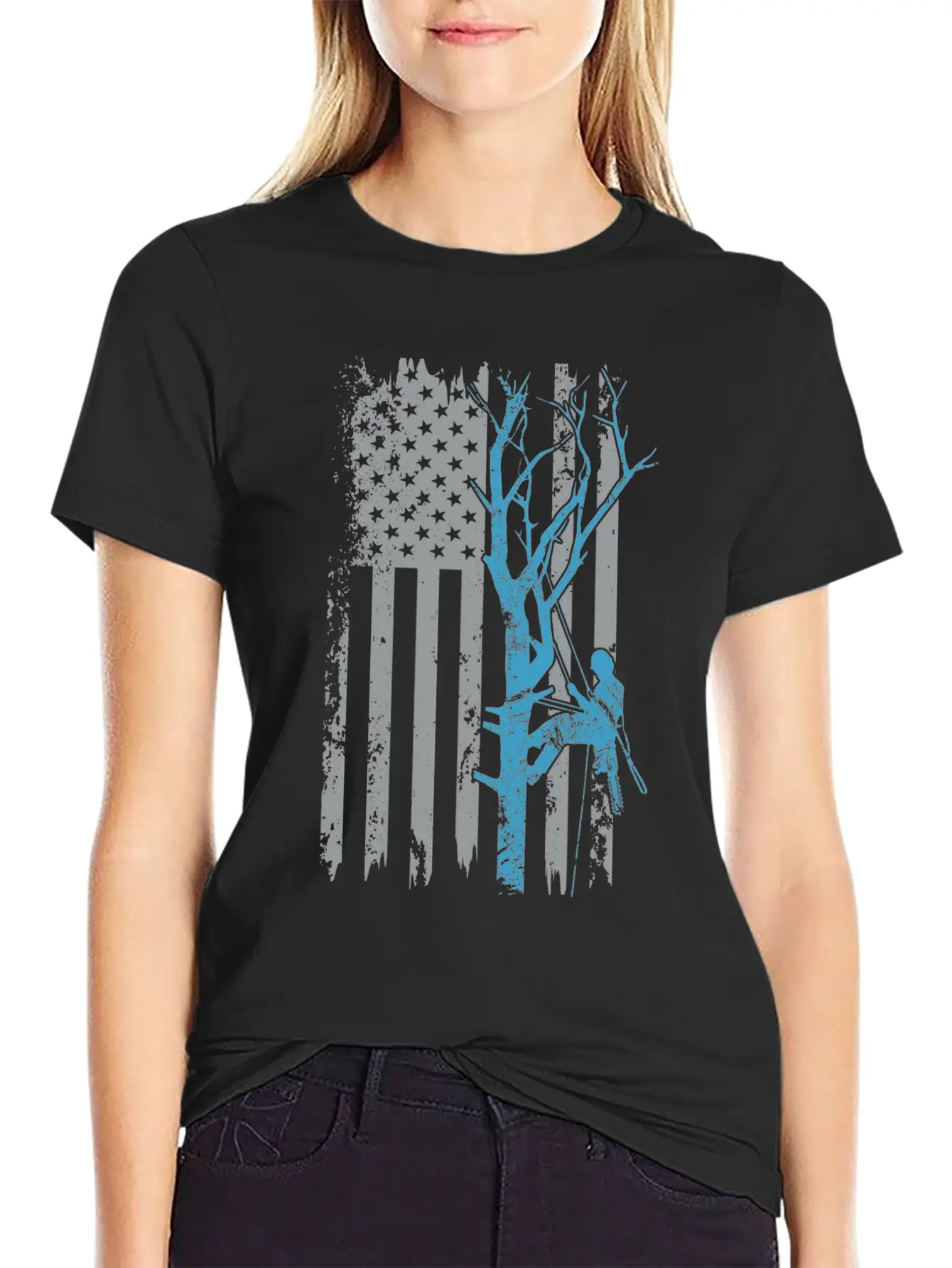 American Flag Arborist Gift For Men Cool Tree Love Stylish Everyday T-Shirt – Unisex Basic Cotton Tee