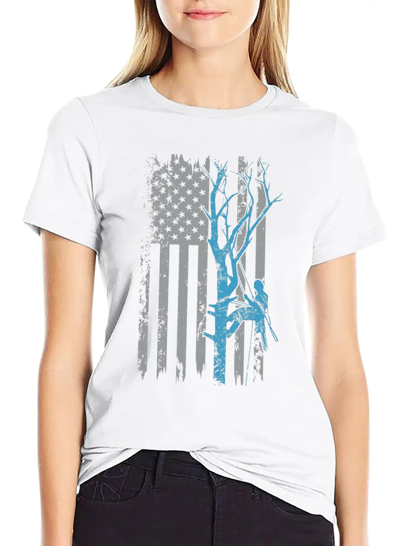 American Flag Arborist Gift For Men Cool Tree Love Stylish Everyday T-Shirt – Unisex Basic Cotton Tee