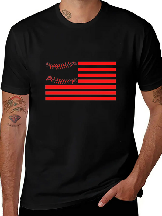 American Flag Baseball Design Relaxed Everyday Tee – Lightweight And Durable Cotton