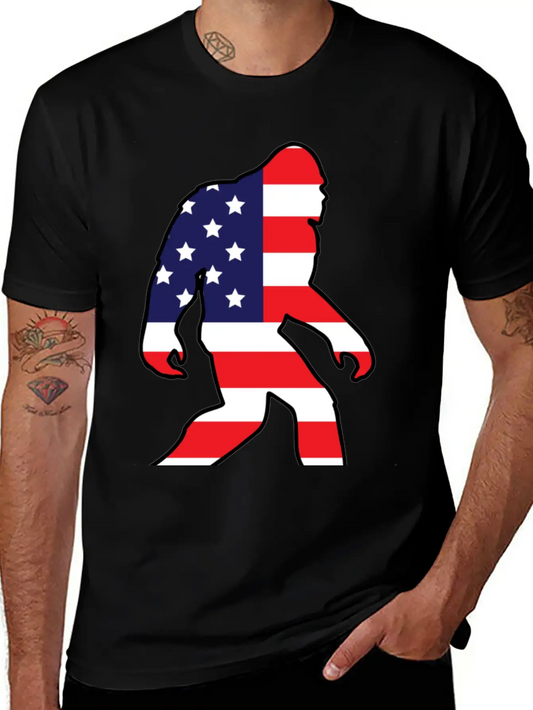 American Flag Bigfoot Basic Graphic T-Shirt – Daily Comfort In Soft Cotton