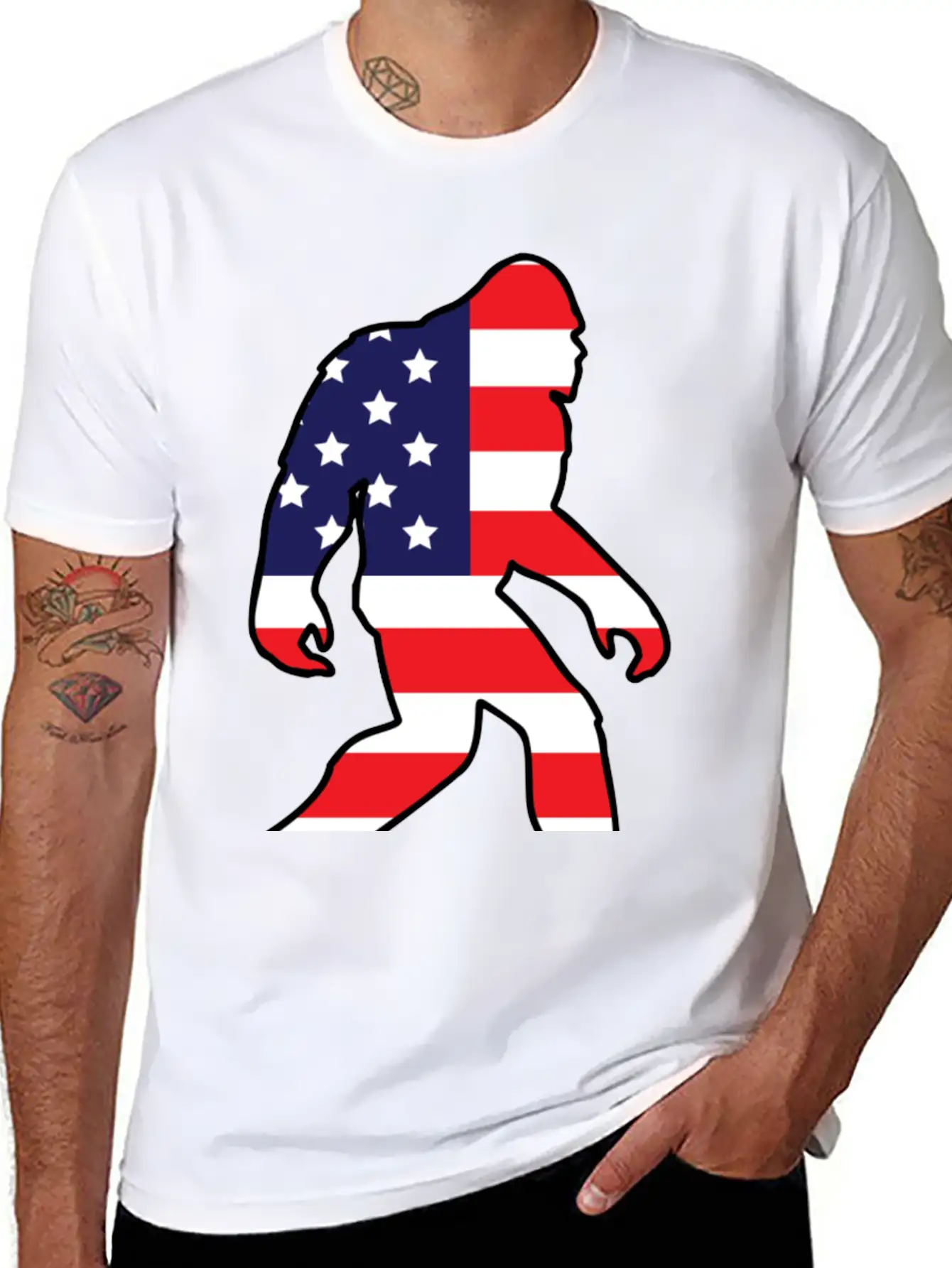 American Flag Bigfoot Basic Graphic T-Shirt – Daily Comfort In Soft Cotton