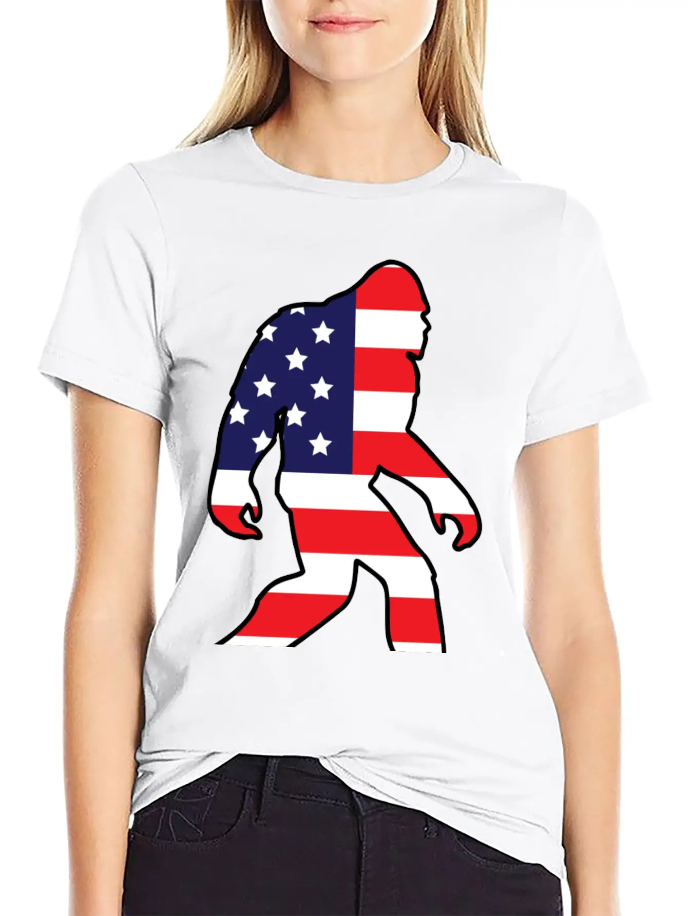 American Flag Bigfoot Basic Graphic T-Shirt – Daily Comfort In Soft Cotton
