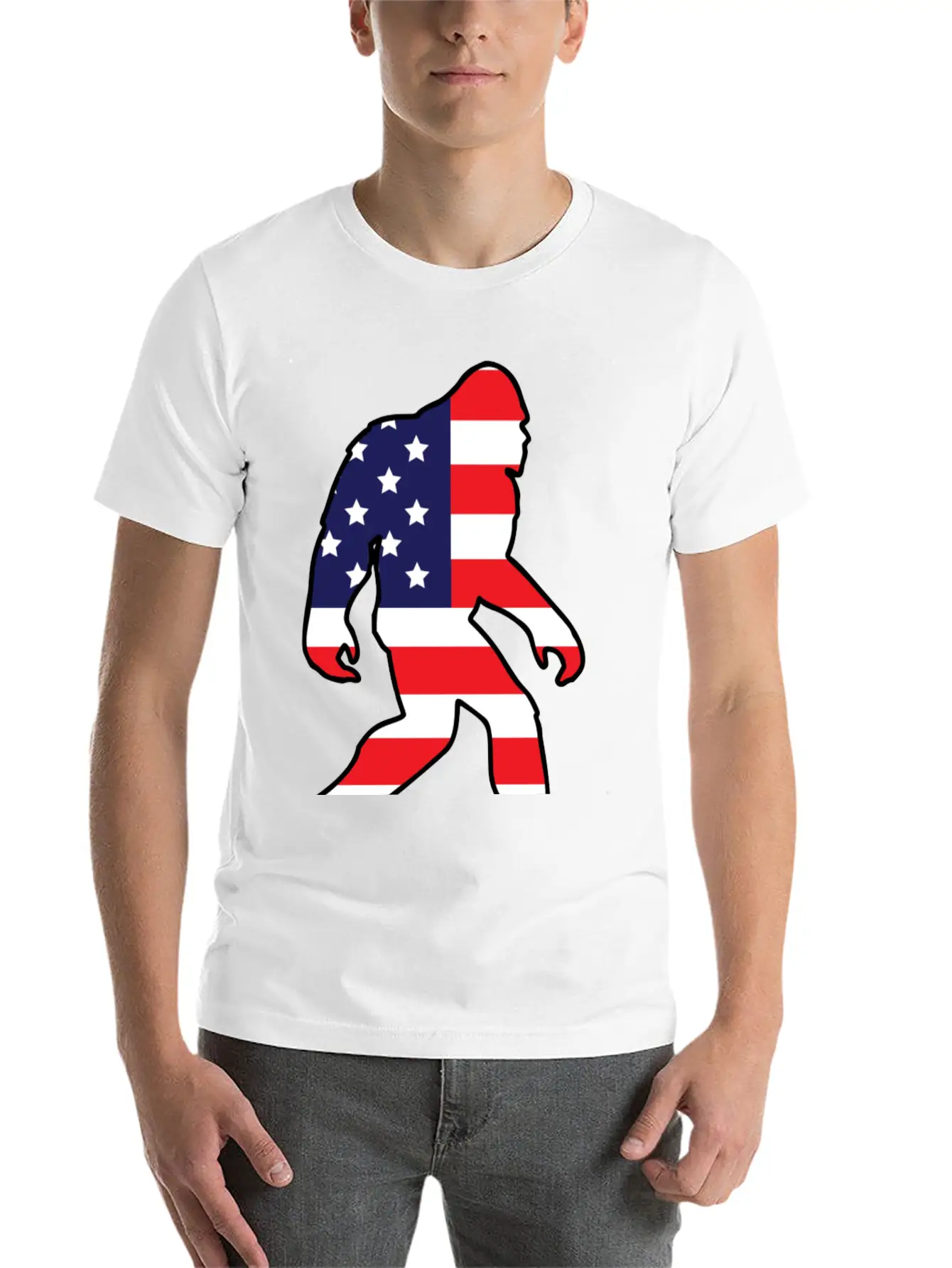 American Flag Bigfoot Basic Graphic T-Shirt – Daily Comfort In Soft Cotton