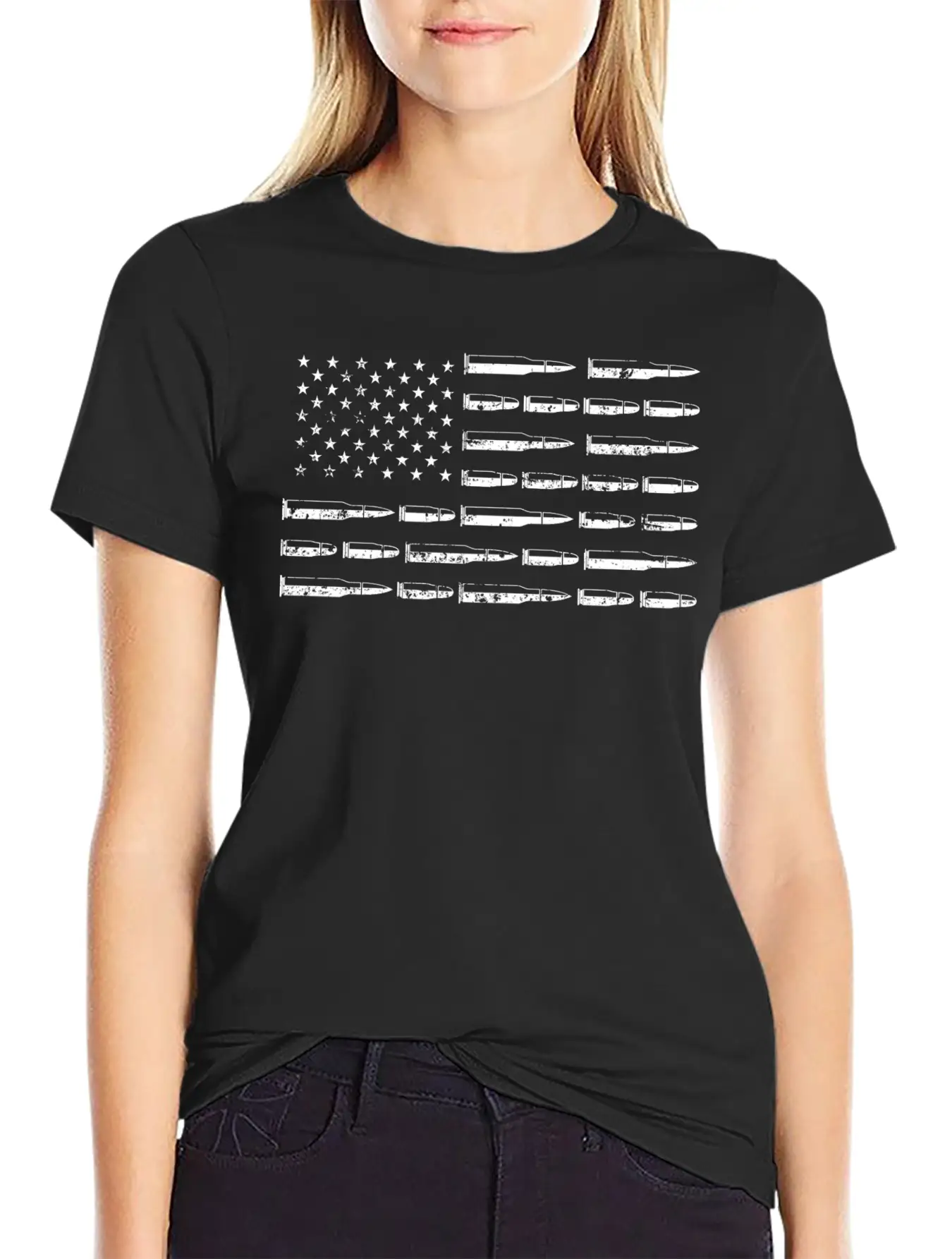 American Flag Bullet Ammo - Patriotic USA Modern Fit Casual T-Shirt – Clean And Versatile Design