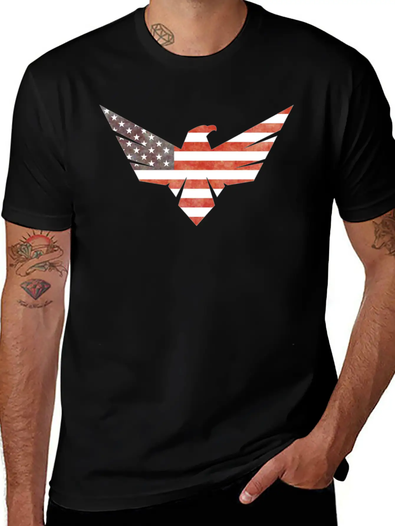 American Flag Eagle Basic Graphic T-Shirt – Daily Comfort In Soft Cotton