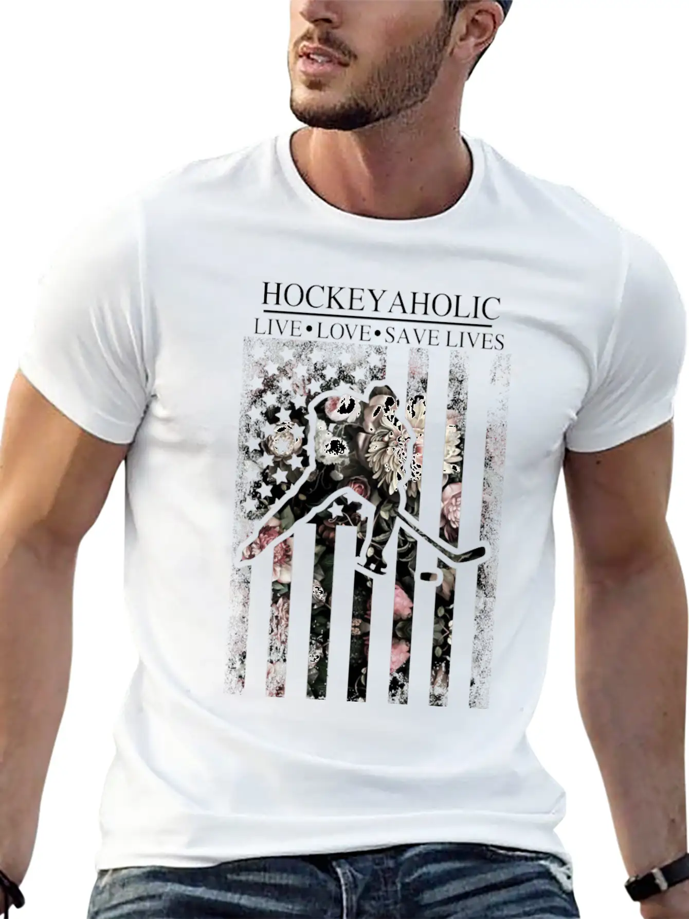 American Flag Hockey Unisex Casual T-Shirt – Clean Design For Daily Comfort