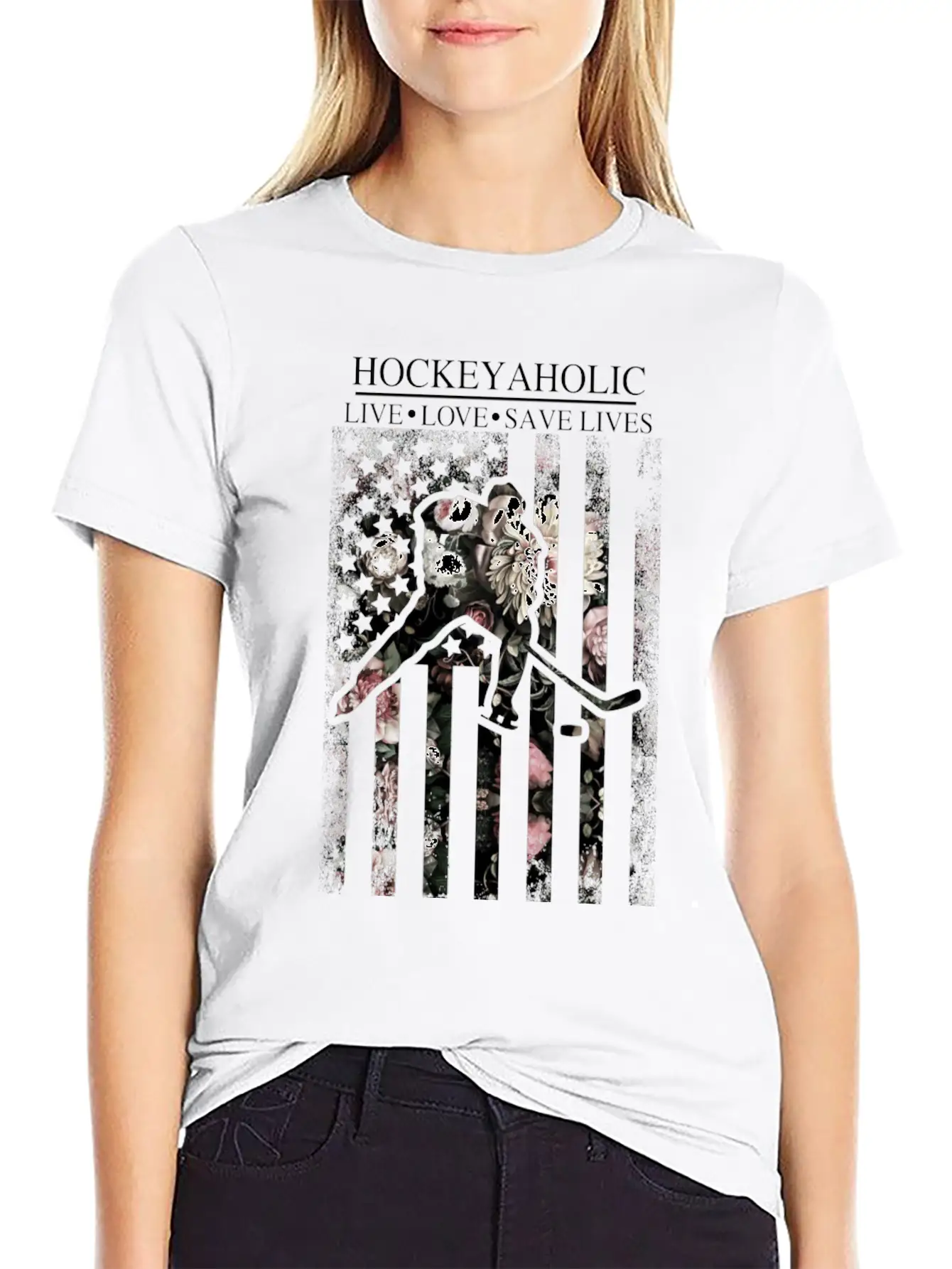 American Flag Hockey Unisex Casual T-Shirt – Clean Design For Daily Comfort