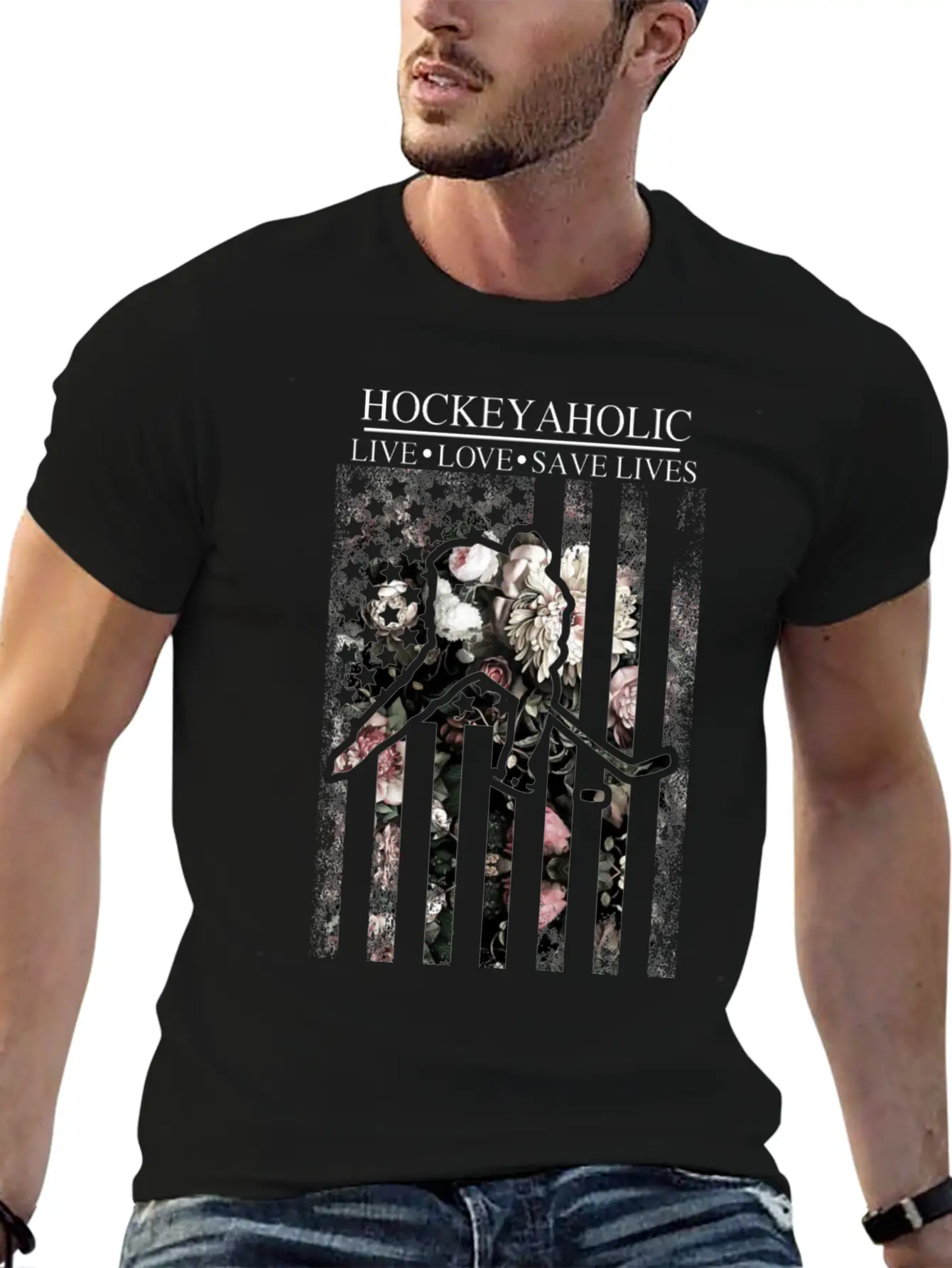 American Flag Hockey Unisex Casual T-Shirt – Clean Design For Daily Comfort